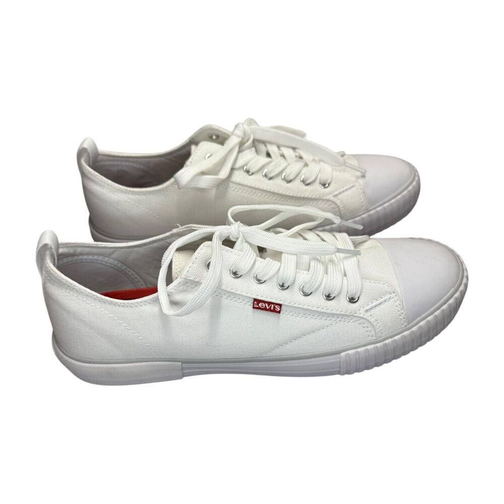 Levi's Anikin Men's Sneakers Sz 10 White Canvas Athletic Tennis Shoes 51036101W1 - Picture 2 of 7